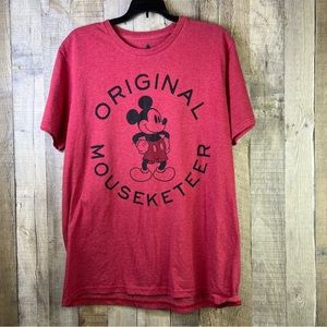 Disney Large Marled Red Short Sleeve Crewneck Original Mouseketeer T-Shi…